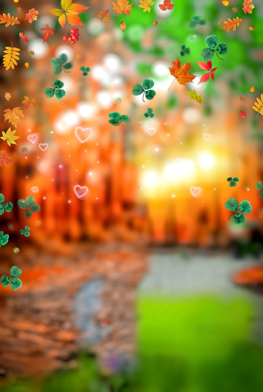 Portrait Green And Orange Tree Editing Background