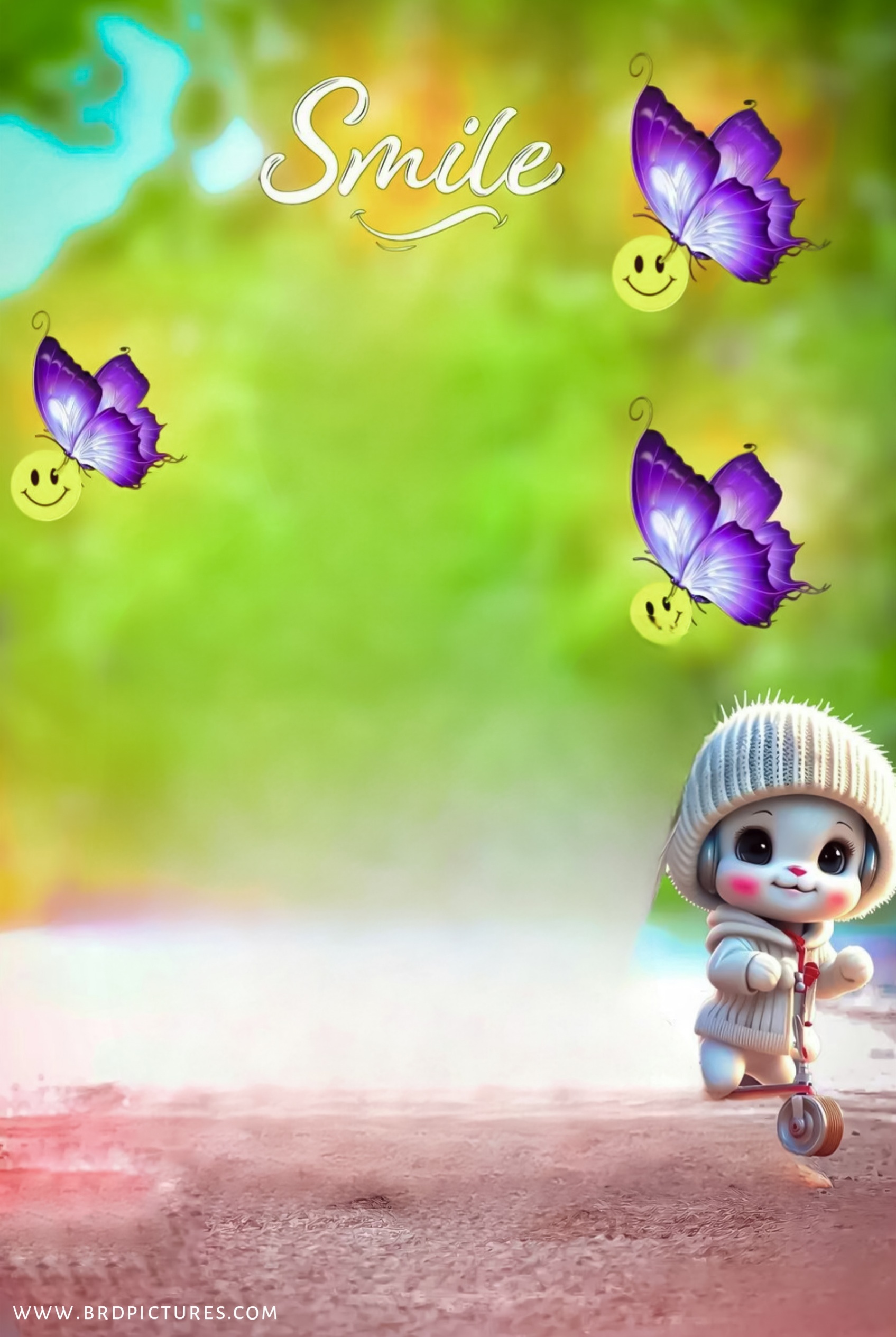 Smile Tree Butterfly Editing Background HD