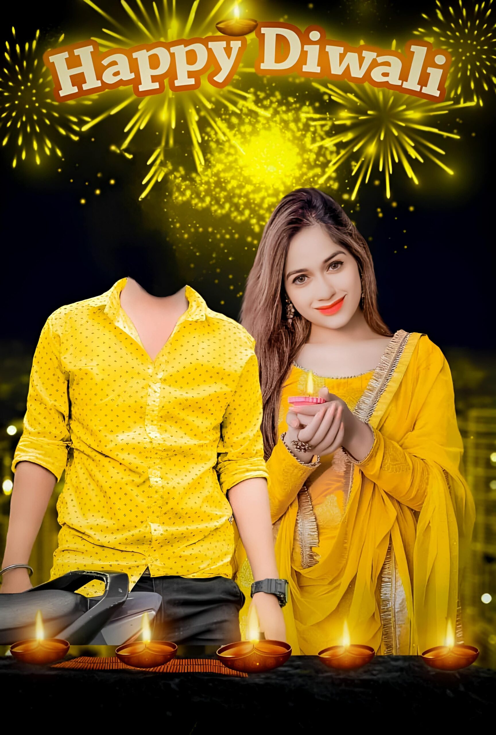 Without Face Boy Girl Diwali Photo Editing Background 