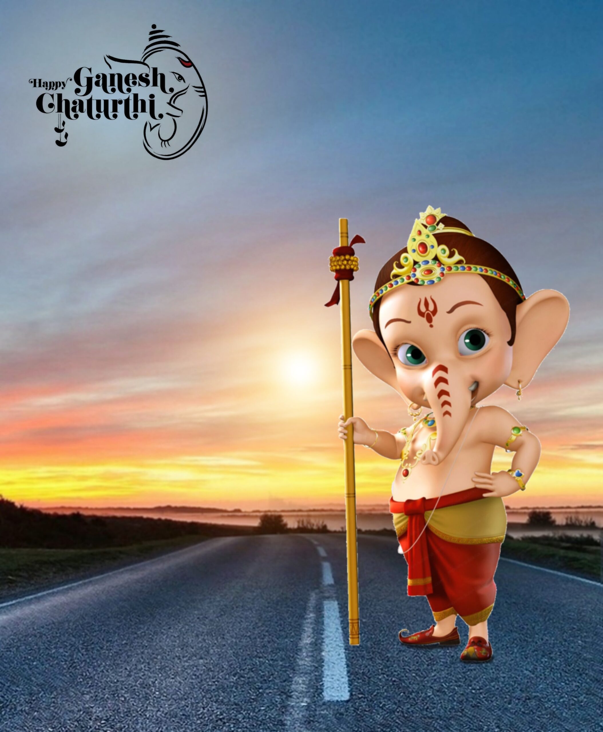 Ganesh Chaturthi Photo Editing Background HD Image 