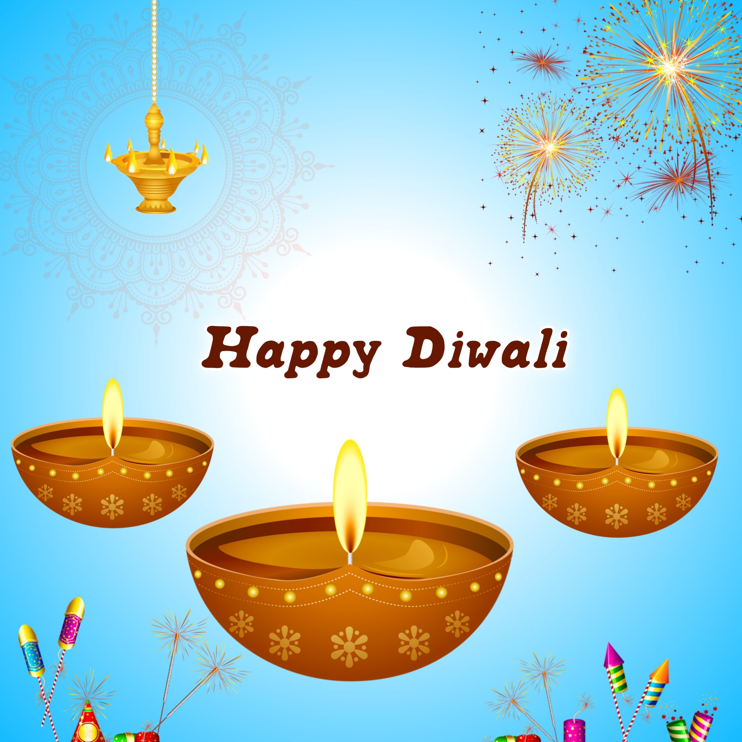 Happy Diwali Wishes Image With Diya Pataka