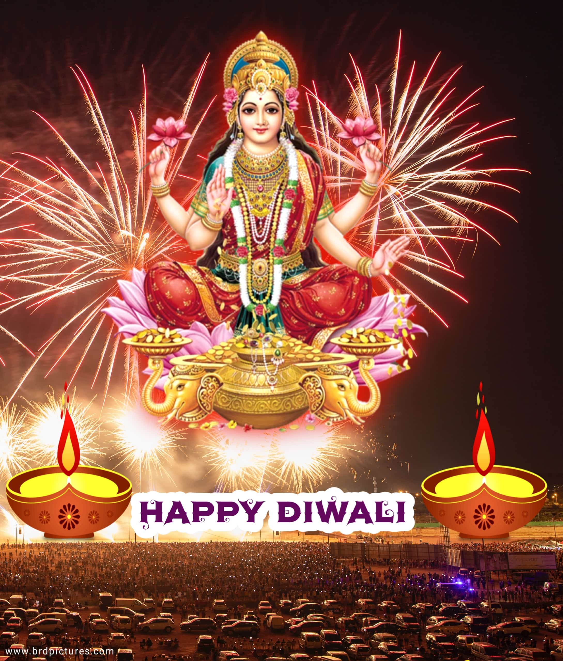 Happy Diwali Wallpaper With Mata Laxmi Ji