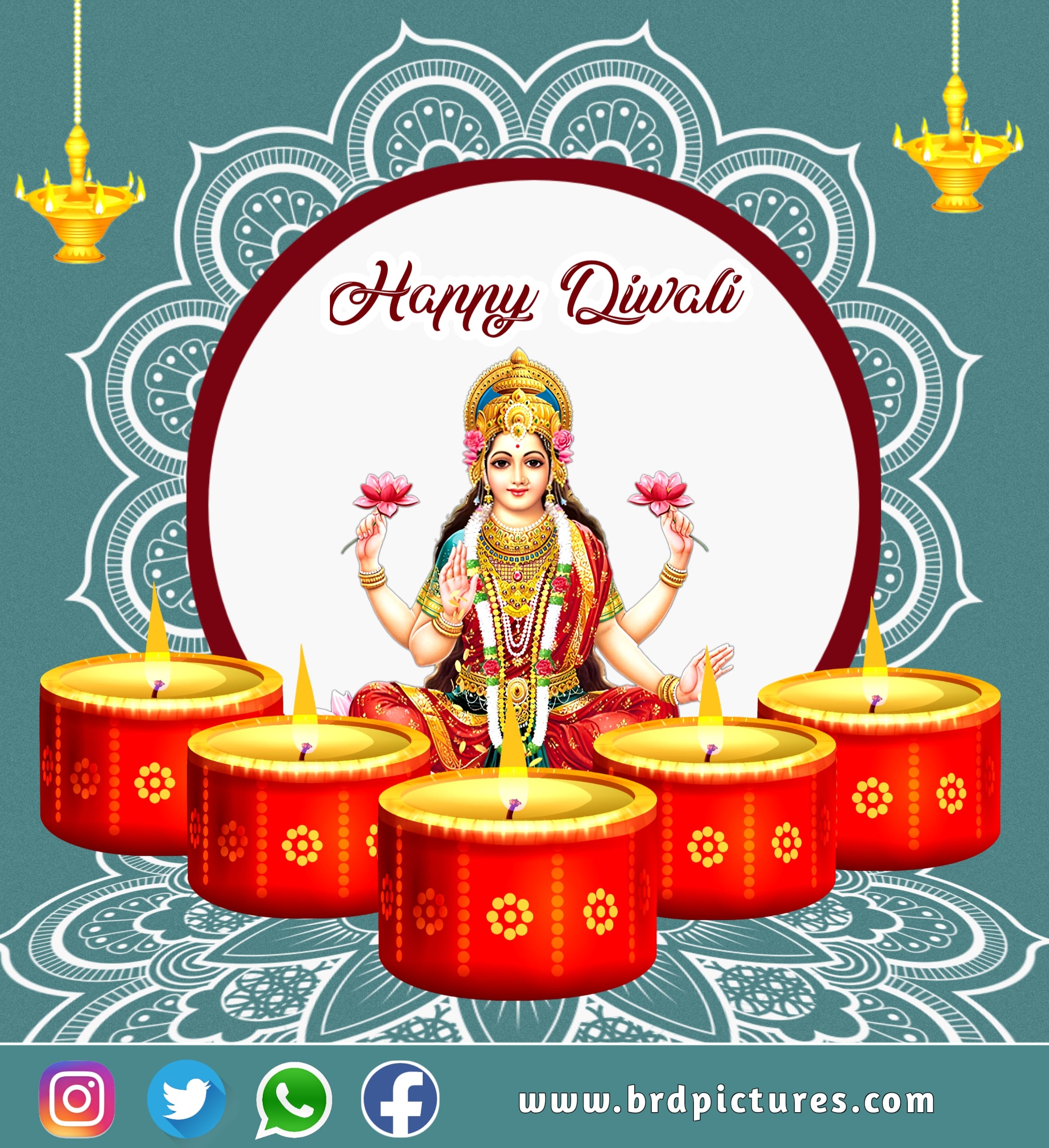Happy Diwali Wishes Image HD With Mata Laxmi