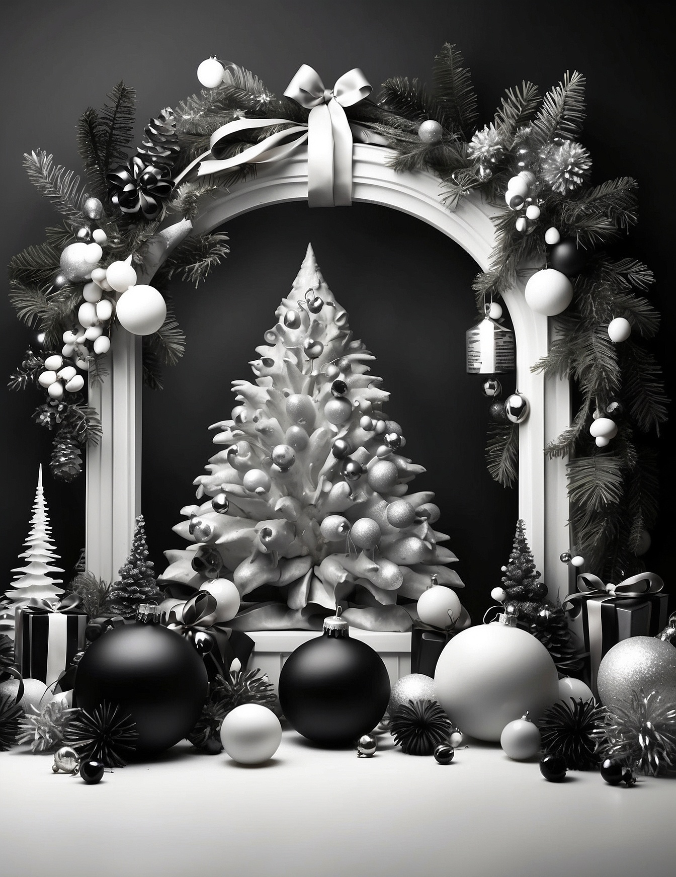 Black And White Christmas Background