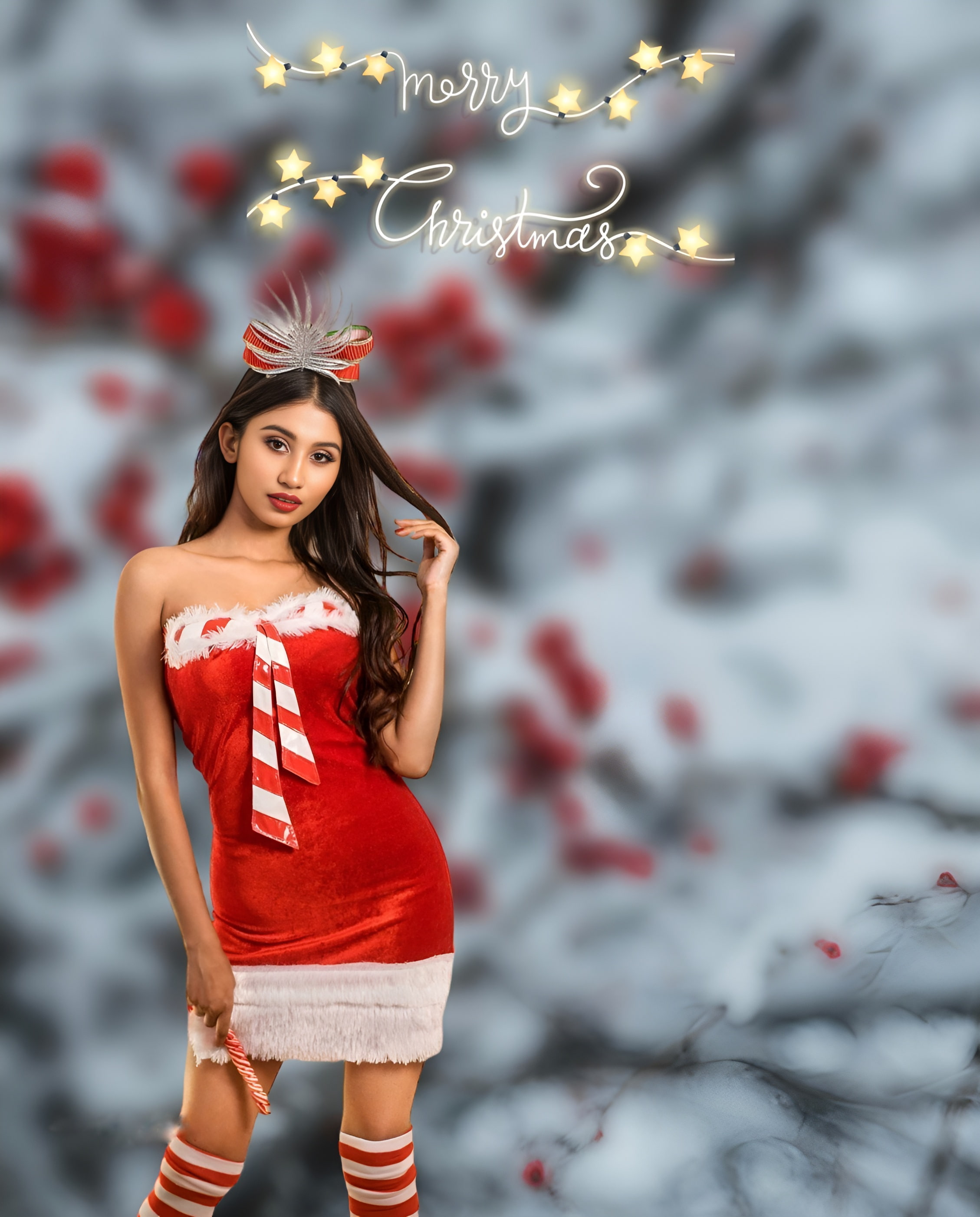 Christmas Girl Editing Background HD Image 