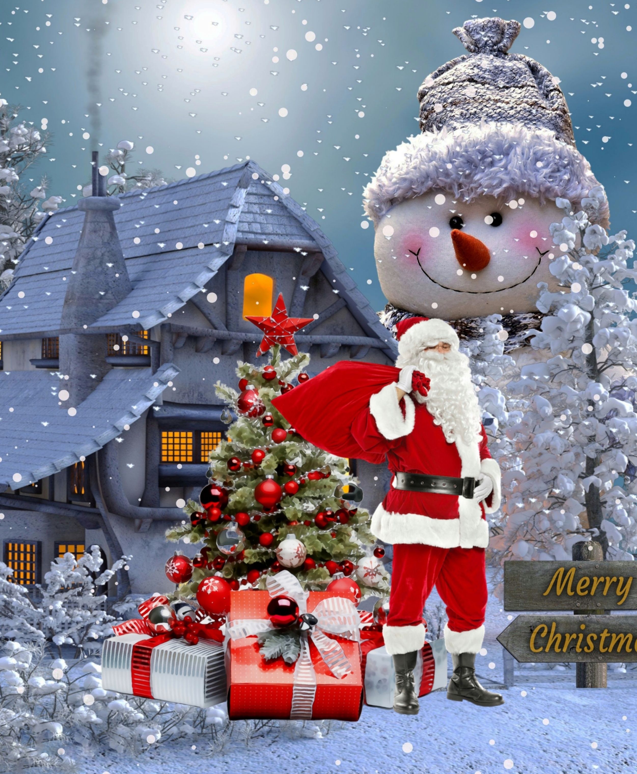 Merry Christmas Tree Background HD Download 