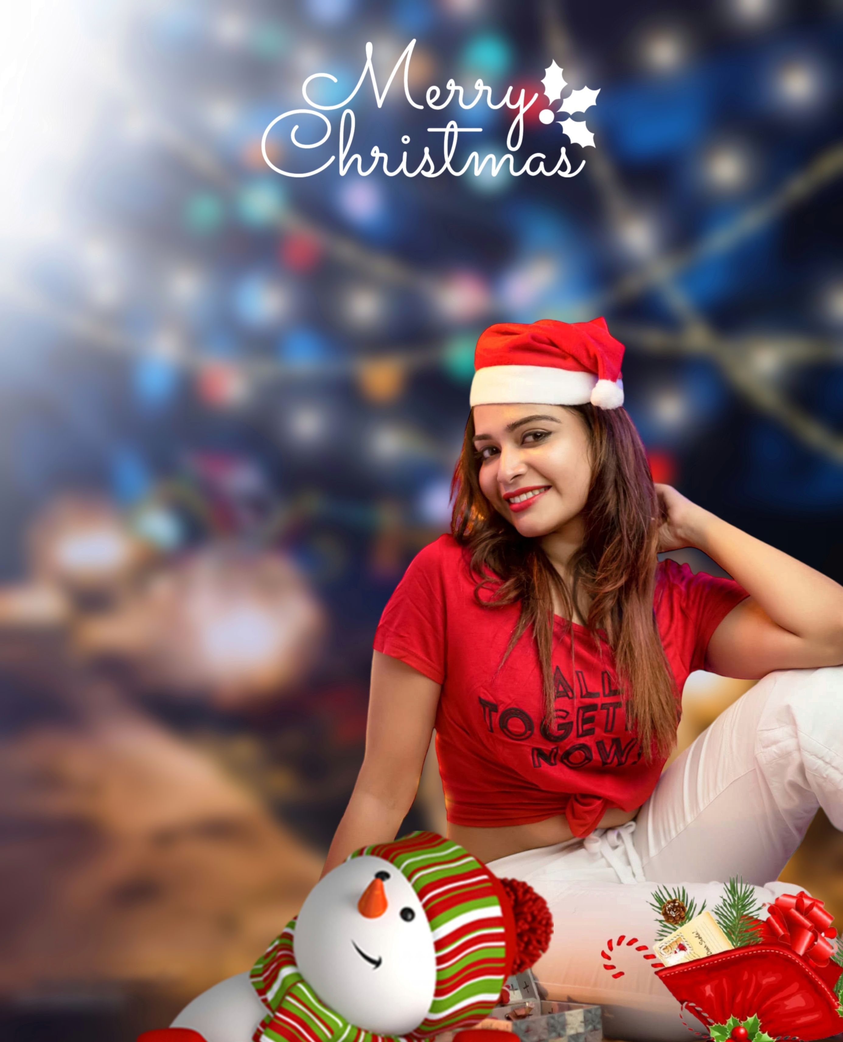 Christmas Background With Girl Photo 