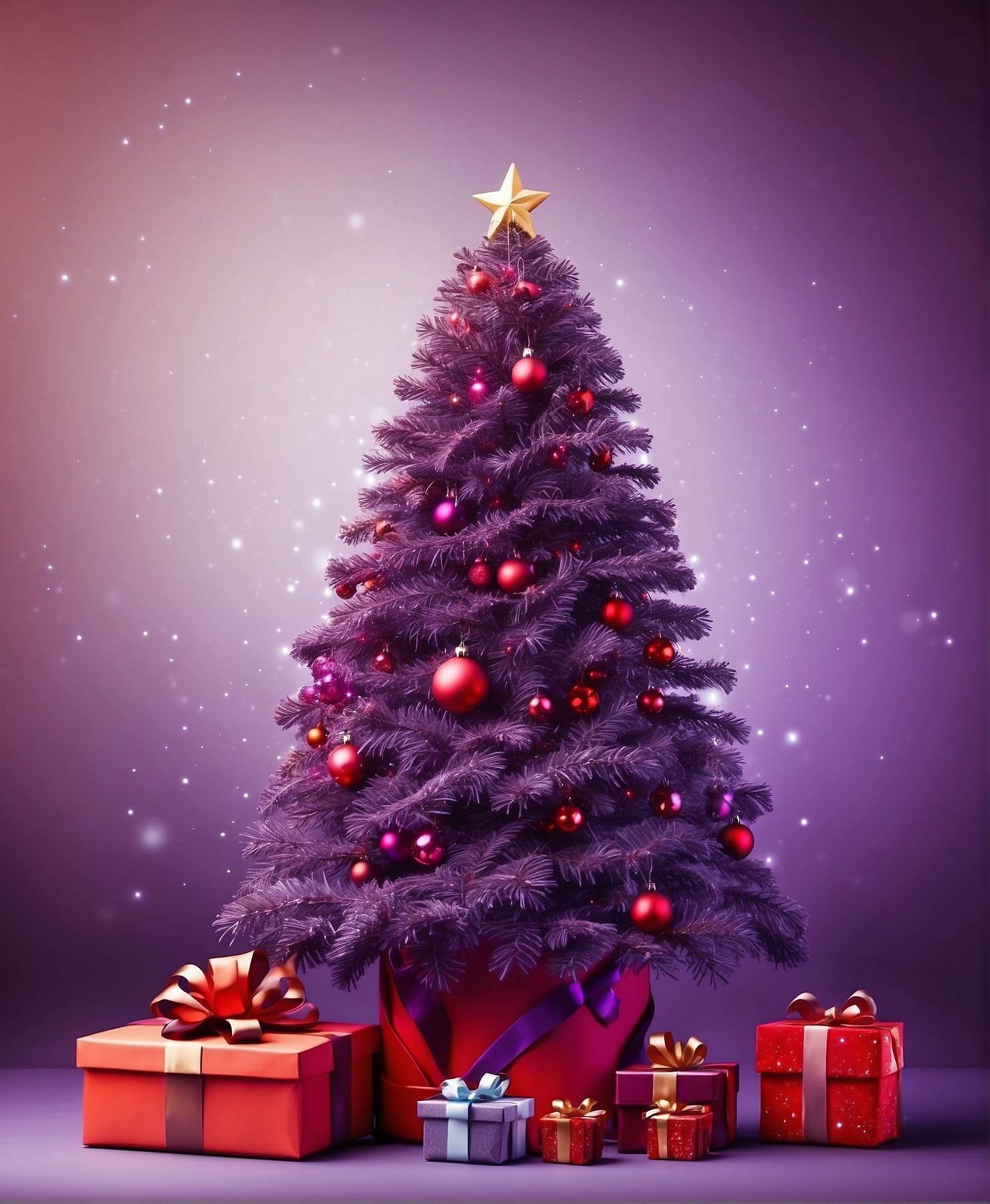 Purple Christmas Tree Background