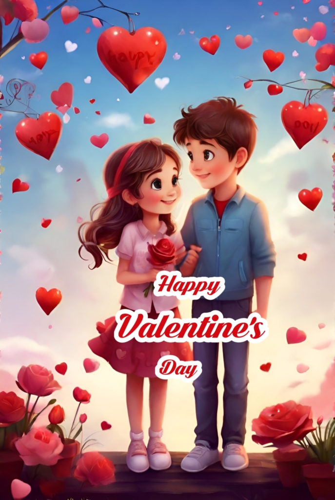 Cute Girl And Boy Valentine's Day Wallpaper 