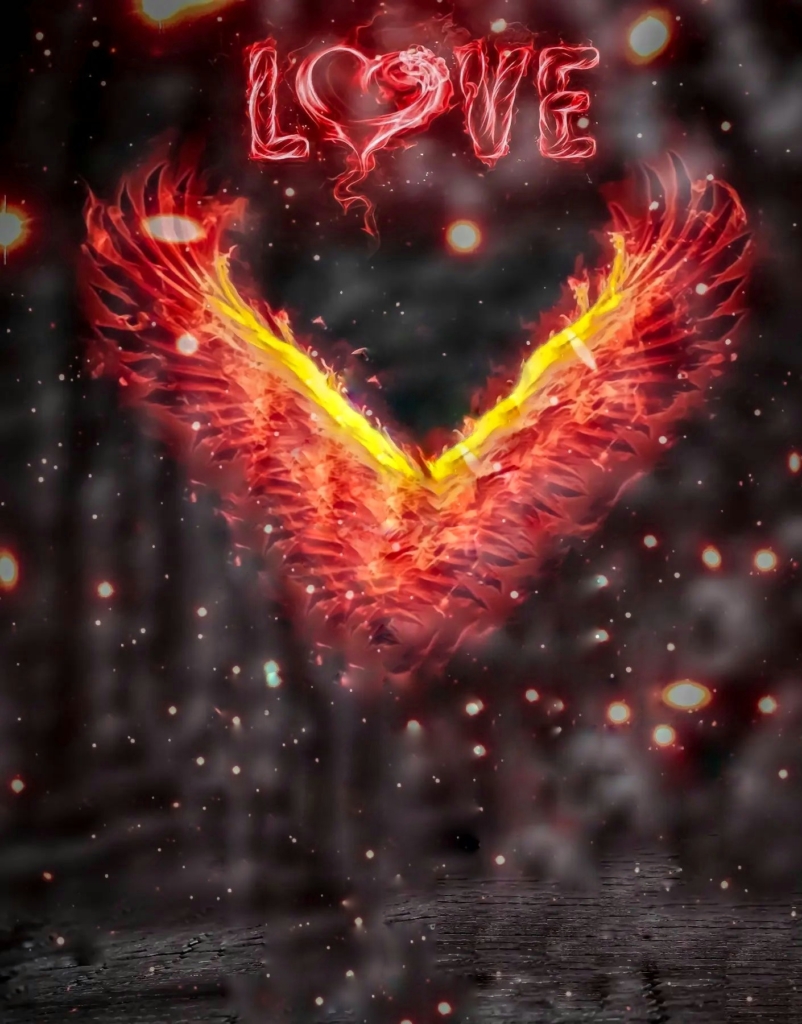 Love Fire Wings Background For Photo Editing 