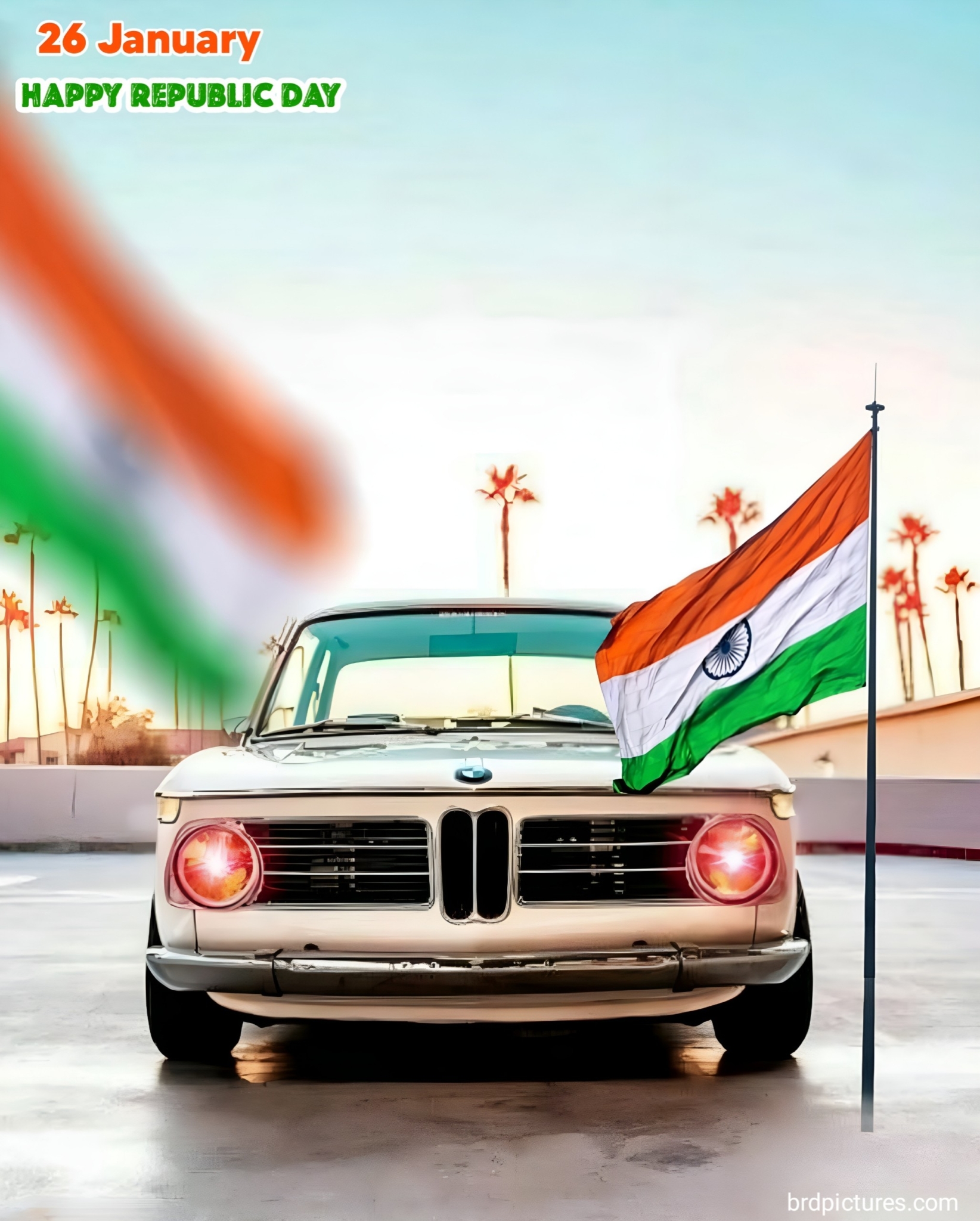 Indian Flag Republic Day Background With Car