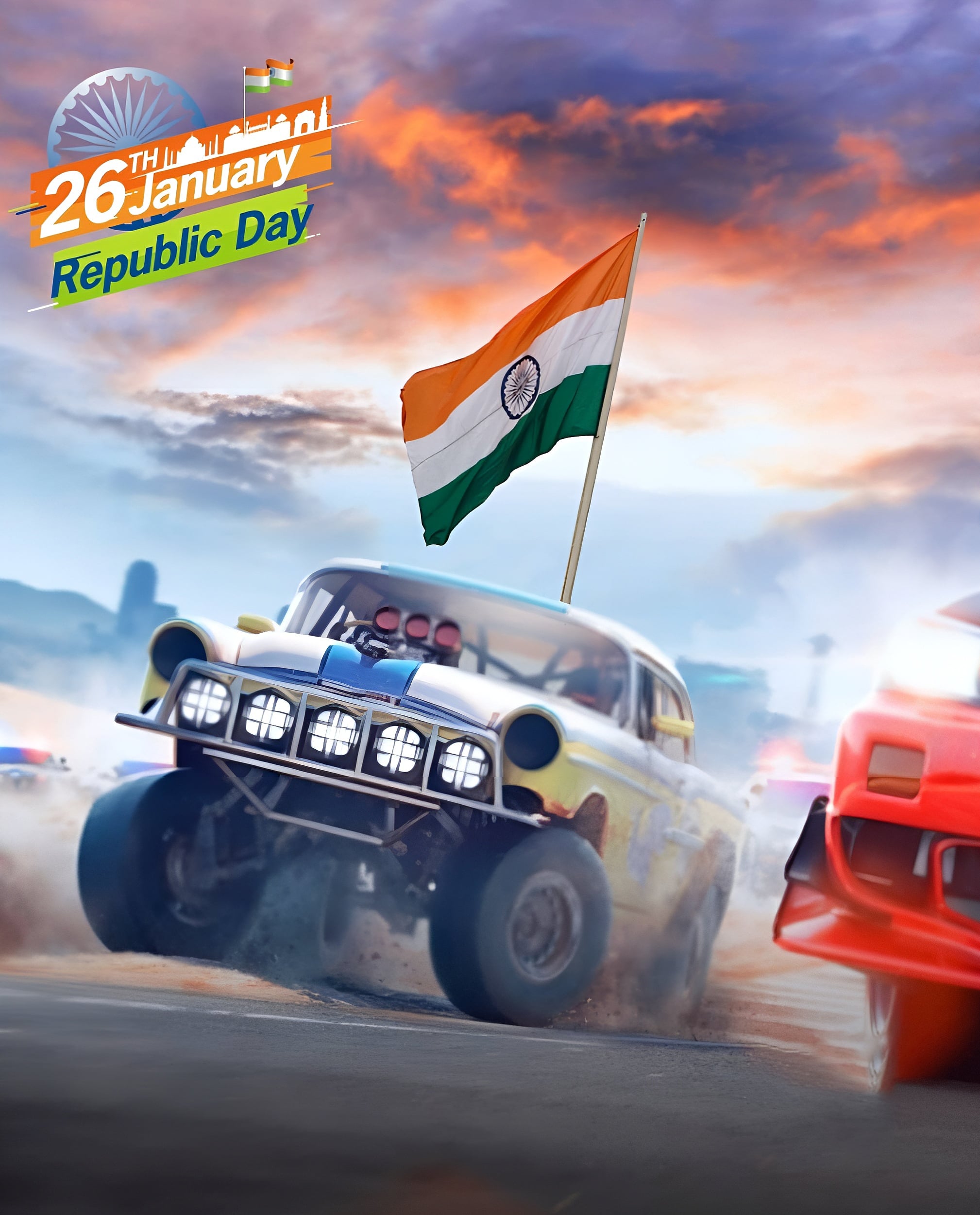Car Republic Day Background For Editing HD