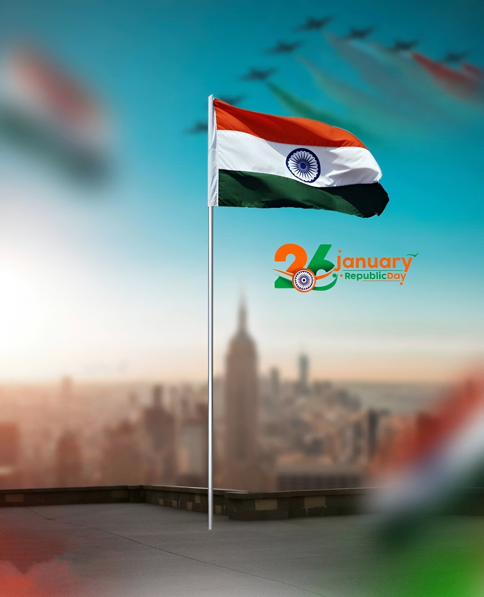 26 January Indian Flag Background Photo Editing Wallpaper